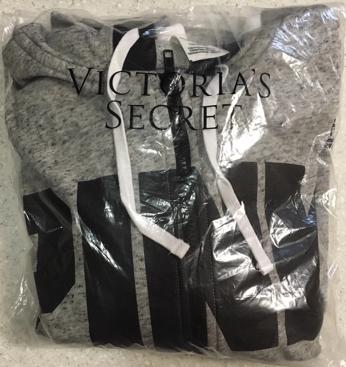 UNDERCOVER Felpa con cappuccio e zip intera Victoria's Secret rosa logo grafica perfetta grigio marna bianco L