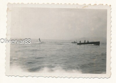 Altes Foto - Boot Kanu Auto und Wasserski