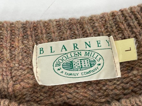 VTG Blarney Woolen Mills Mens L Brown Cable Knit Sweater Pure New Wool Scotland - Picture 2 of 10