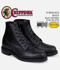 CHIPPEWA 6" Service Leather Combat Men's Boots #1901M82 Sz US 7.5 D - Black
