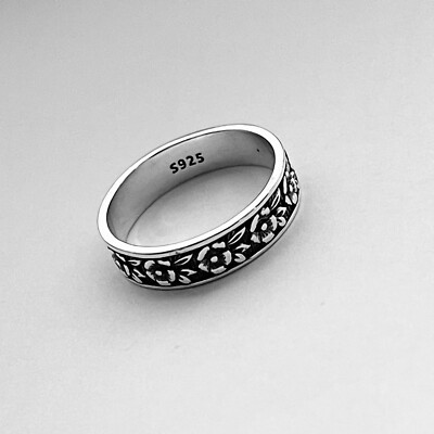 Sterling Silver Eternity Flower Band, Floral Ring Wedding Bands, Silver  Rings