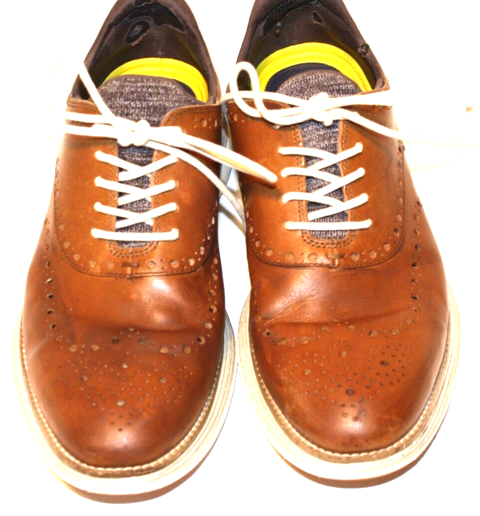 SAOLA Scarpe Cole Haan uomo taglia 10M Grand Ultra punta alare pelle marrone Oxford casual
