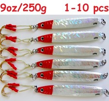 1-10 pcs Knife Jigs 9oz /250g Red/Silver Vertical Butterfly Saltwater Lures 