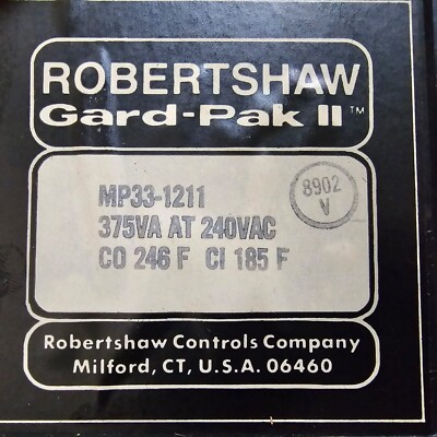 Robertshaw MP33-1211 Motor Protector,  375VA, 240VAC