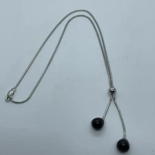 SJM Sterling and Semiprecious Black Stone Necklace