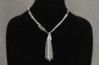 Vintage Costume Jewelry SPERRY Chrome Plated TASSEL Necklace Silver Tone Metal