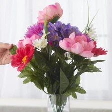 Factory Direct Craft Artificial Peony, Hydrangea and Mum Bush