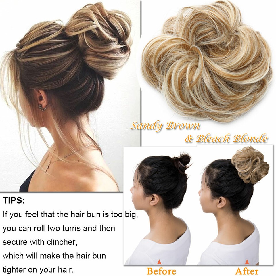 Thick Messy Rose Bun Curly Scrunchie Hair Extensions Natural Updo