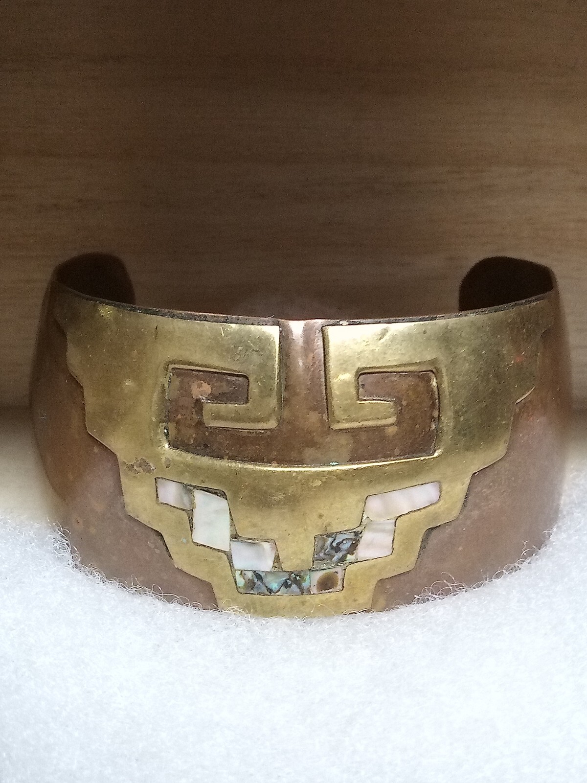 Big Solid Copper Open Cuff With Some Brass Art An… - image 2
