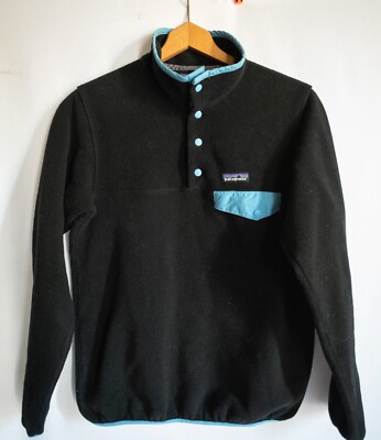 Black Teal Patagonia Synchilla Snap-T Pullover Fleece Women's Size