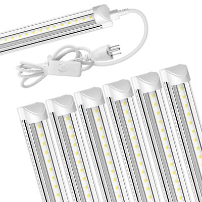 6 Pack 4FT LED Shop Light T8 Linkable Ceiling Tube Fixture 24W Daylight 6000K