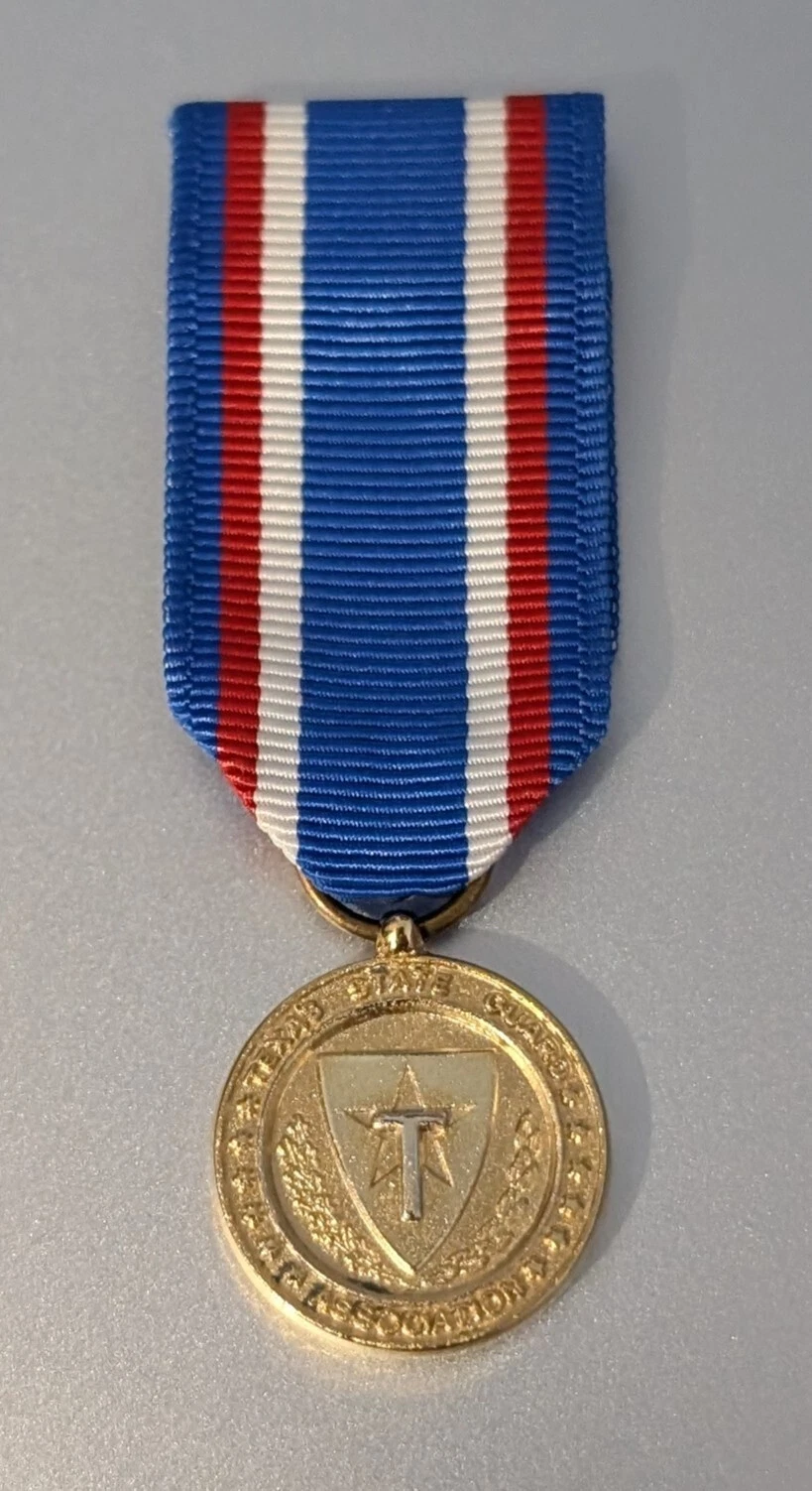 Miniature State Guard Association of Texas Member - Gold with Moiré or Plain Ribbon