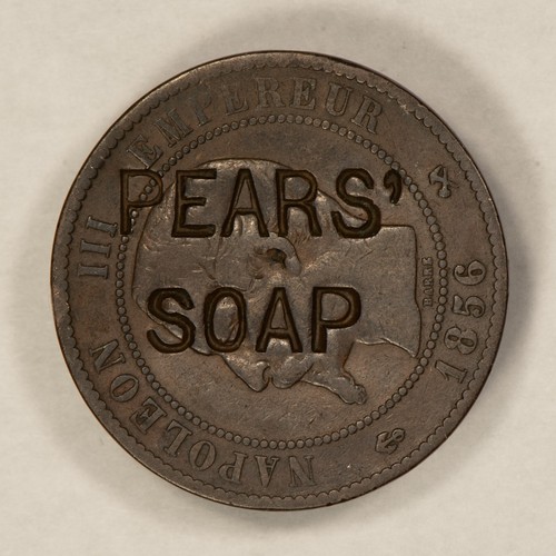 1856-B France 10 Centimes - Strong Detail - Counterstamp Pears Soap - Z5109 - Picture 4 of 6