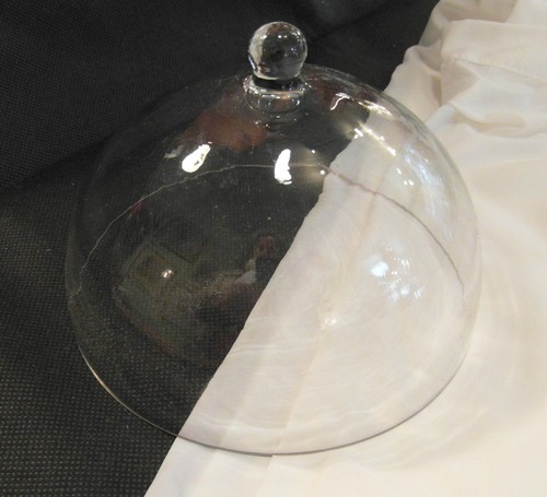 ANTIQUE GLASS DOMED COVER / LID / CHEESE OR BUTTER OR SIDE PLATE