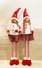 Bambola Angioletto Natalizio 130cm Tessuto Bianco Rosso Gambe Estensibili