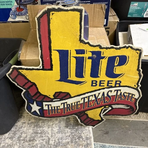 Vintage Lite Beer ￼The True Texas Taste Metal Sign Old  23 X 24 Space Free Ship