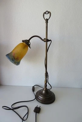 Lampe à col de cygne ,tulipe pate de verre Mulaty - Photo 1/4