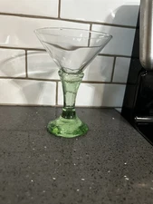 Fire And Light Green Martini Glass Signed 6 Inches Signed Gorgeous