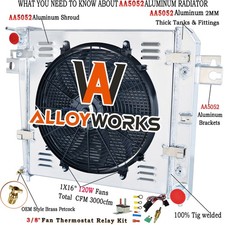 4 Row Aluminum Radiator+Shroud 16"Fan For 2002-2006 2003 Jeep Liberty 3.7L V6