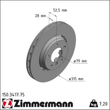 1x Zimmermann 150.3417.75 Bremsscheibe f�r BMW Z3 3 E36