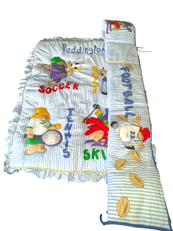 Juego de edredón manta ropa cama cuna vintage 1991 Paddington Bear by NOJO Foto 3 de 4