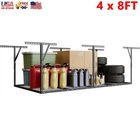 4x8FT Garage Overhead Storage Rack Heavy Duty Steel with Stable Triangle Support