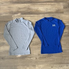 Under Armour Shirt Boys Small Fitted ColdGear Compression Long Sleeve Gym