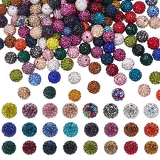 240 Pcs 10Mm Colorful Rhinestone Pave Clay Beads For Jewelry Making Crafts