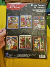 Vintage 1998 J & P Coats Plastic Ornaments Window Wonderland Plastic Canvas Kit