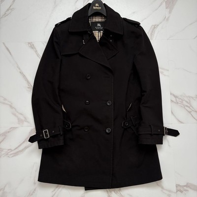 トレンチコート Burberry FW25 Black polyester trench coat (8069666 A1189) Burberry Black Label Trench Coat Black Polyester Check