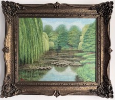 Vintage oil painting on board after Claude Monet signed John Green framed