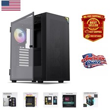 Elegant AL800 ATX Mid Tower PC Case with Door Glass  High-Performance Cooling