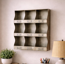 Metal pigeon Hole Shelving Unit  Wall Display Trinket Mug Shelf industrial metal