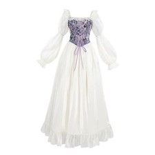 White Renaissance Dress Women Fairy Dress Victorian Small Fairy Purple