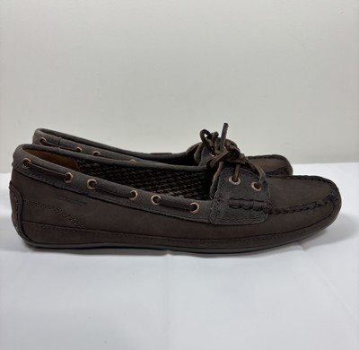Sebago Womens Bala Mahogany Taupe Shoes Sz 9M Leather Loafers Ballet Flats Comfo