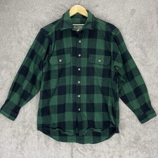 Field  Stream Flannel Shirt Men  s M Green Black Plaid Heavyweight 100 Cotton