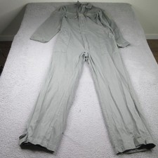 US Military Utility Coveralls Mens Large Green Cotton Twill Long Sleeve Zip Up