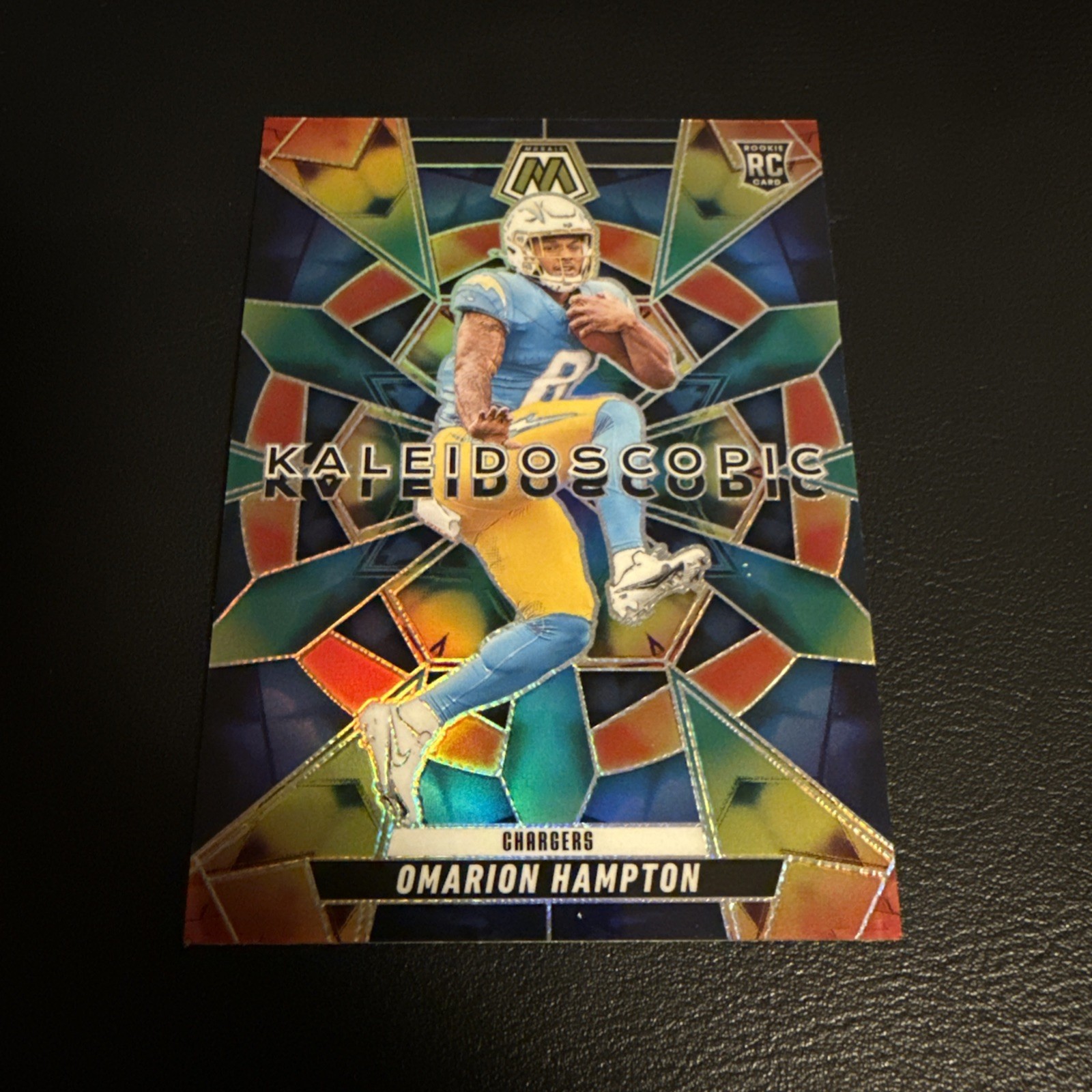 OMARION HAMPTON 2025 Mosaic Kaleidoscopic #3 RC Case Hit! Chargers Rookie Clean!