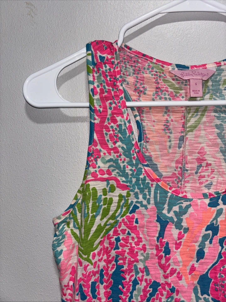Vestido sin mangas Lilly Pulitzer estampado coral multicolor 100 % algodón talla S Foto 2 de 4
