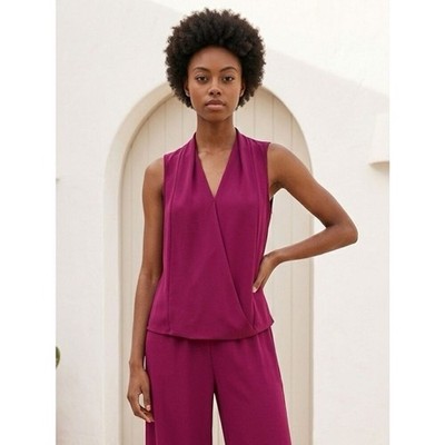 NWT Three Eighty Two Women s Monroe Surplice Garnet/Maroon Sleeveless Top - M