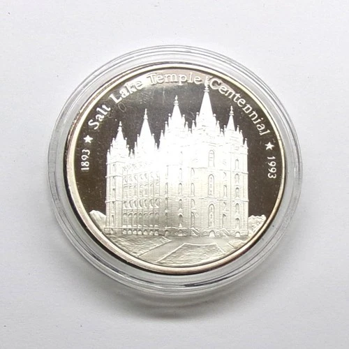 1993 Salt Lake Temple Centennial  1 Oz .999 Silver Proof Round