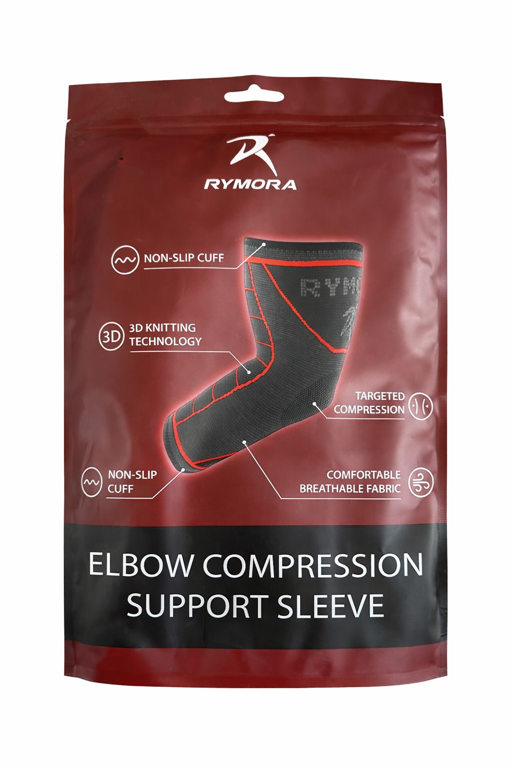 RYMORA ELBOW COMPRESSION SUPPORT SLEEVE 1 PAIR LARGE NON SLIP TENNIS GOLFER GYM