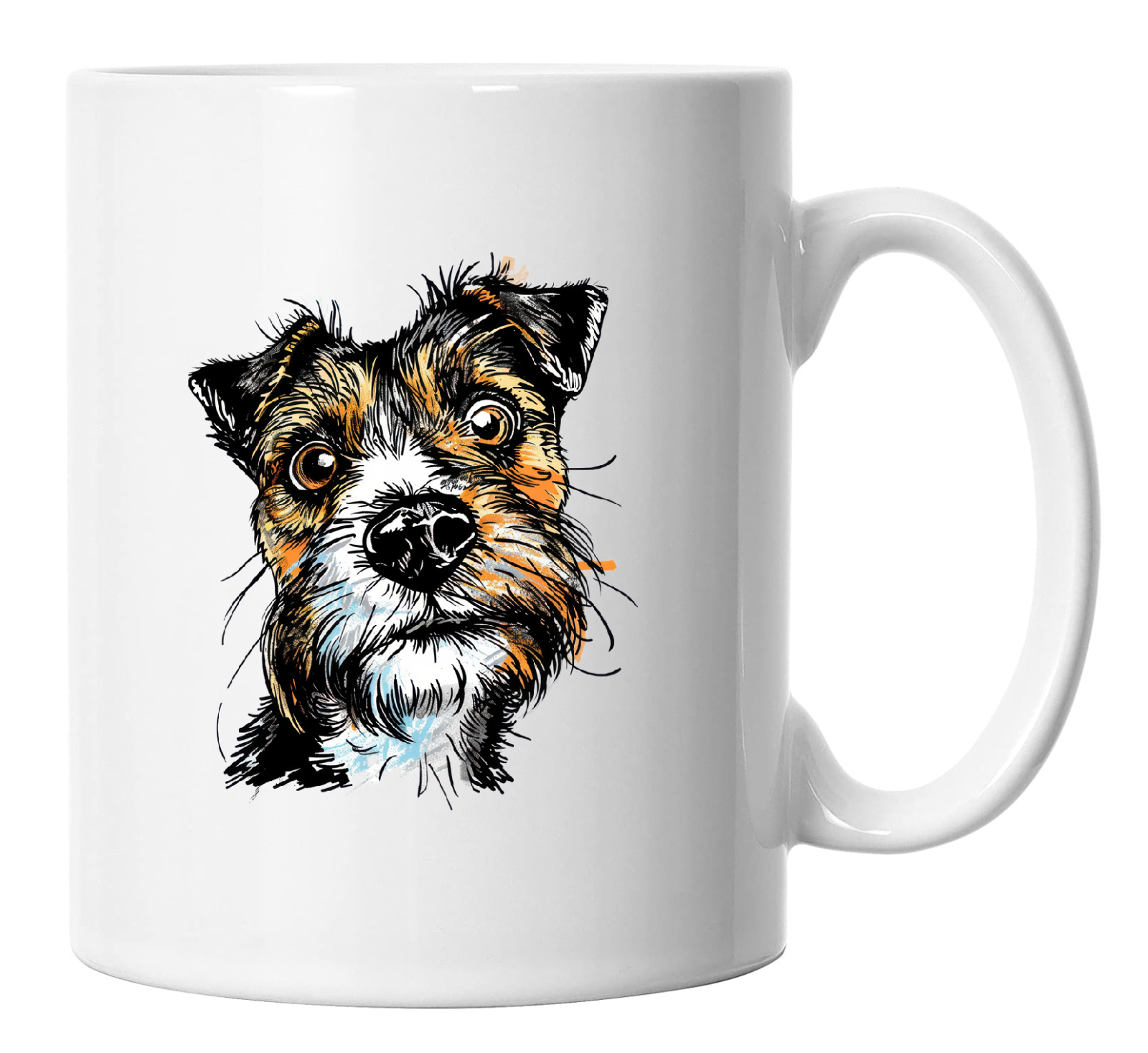 Border Terrier Mug, Doodle Cartoon Caricature Border Terrier Mug