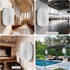 8" 2-Way Outdoor Wall Speakers, Waterproof Bluetooth, 600W Total, 2 Pack
