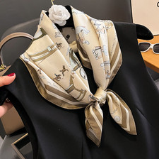 100 Silk Mulberry Shawl 65X65cm Square Kerchief Wrap horse Print Scarf Bandanna