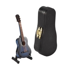 A-Wooden Miniature Guitar with Stand and Case Musical Instrument Miniature8554