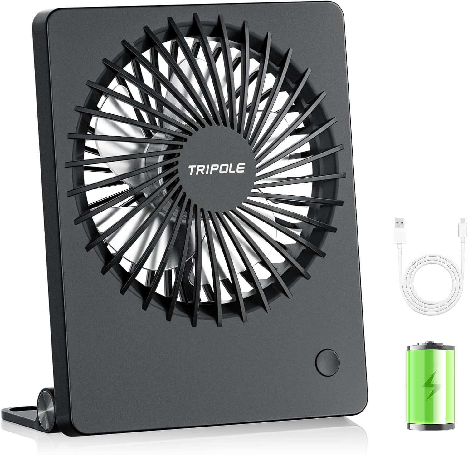 Desk Fan Rechargeable Battery Operated Mini Portable Fans, 180° Tiltable 3 Speed