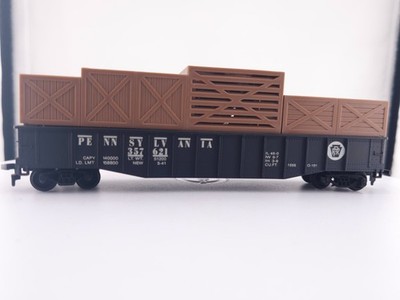 *READ* HO Scale Pennsylvania Gondola w/ AHM Operating Super Steam Sounds Crates
