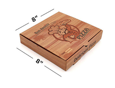 8'' Braun Premium Qualität PIZZABOX Zum Mitnehmen Fast Food Bedruckt 90er Pack