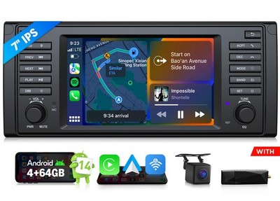 DAB+ Für BMW 5er E39 7'' Android 14 Autoradio GPS NAVI WIFI CarPlay RDS USB Radio